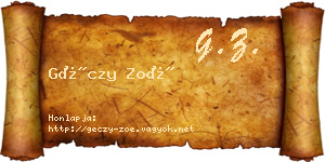 Géczy Zoé névjegykártya